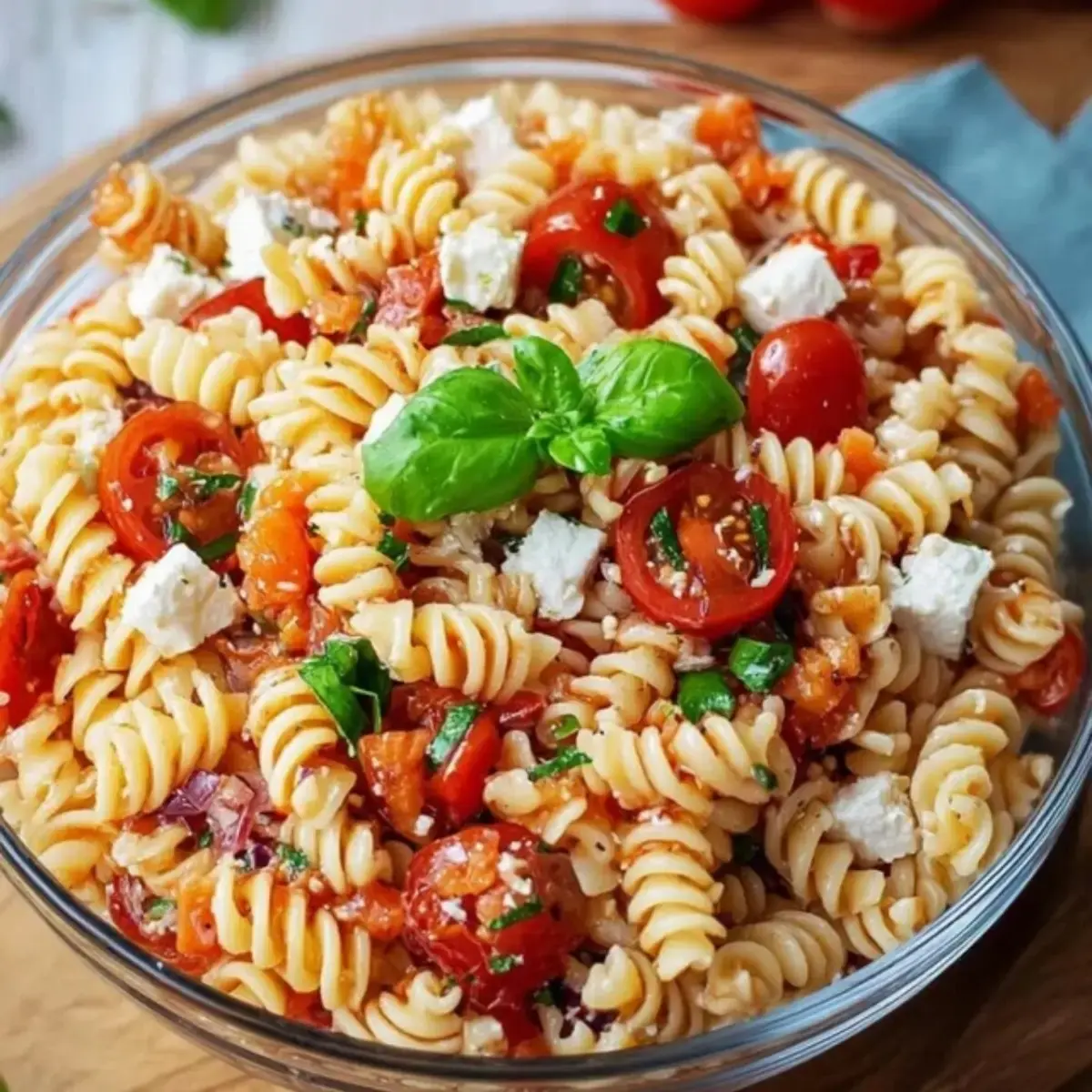 mediterraner Nudelsalat mit Tomaten