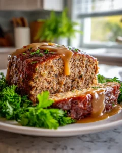 Saftiger Hackbraten in köstlicher Soße