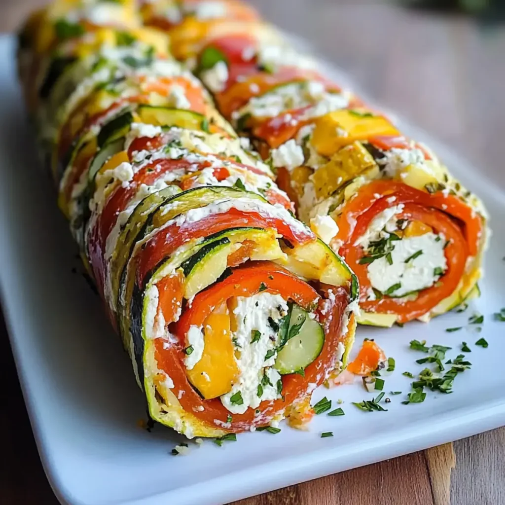 vegetarische Gemüserolle mit Frischkäse und Feta