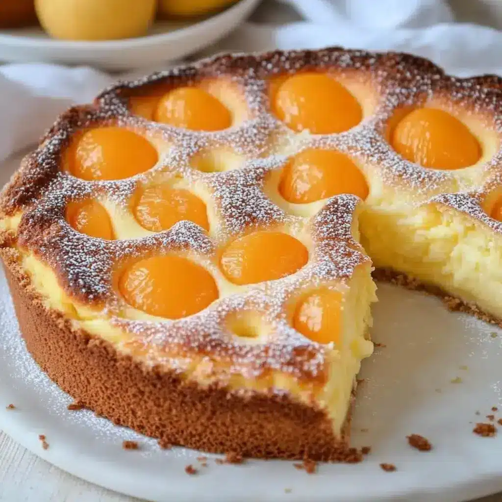 Aprikosenkuchen mit Vanillepudding