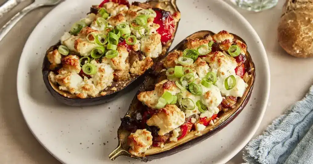 Aubergine mit Feta überbacken