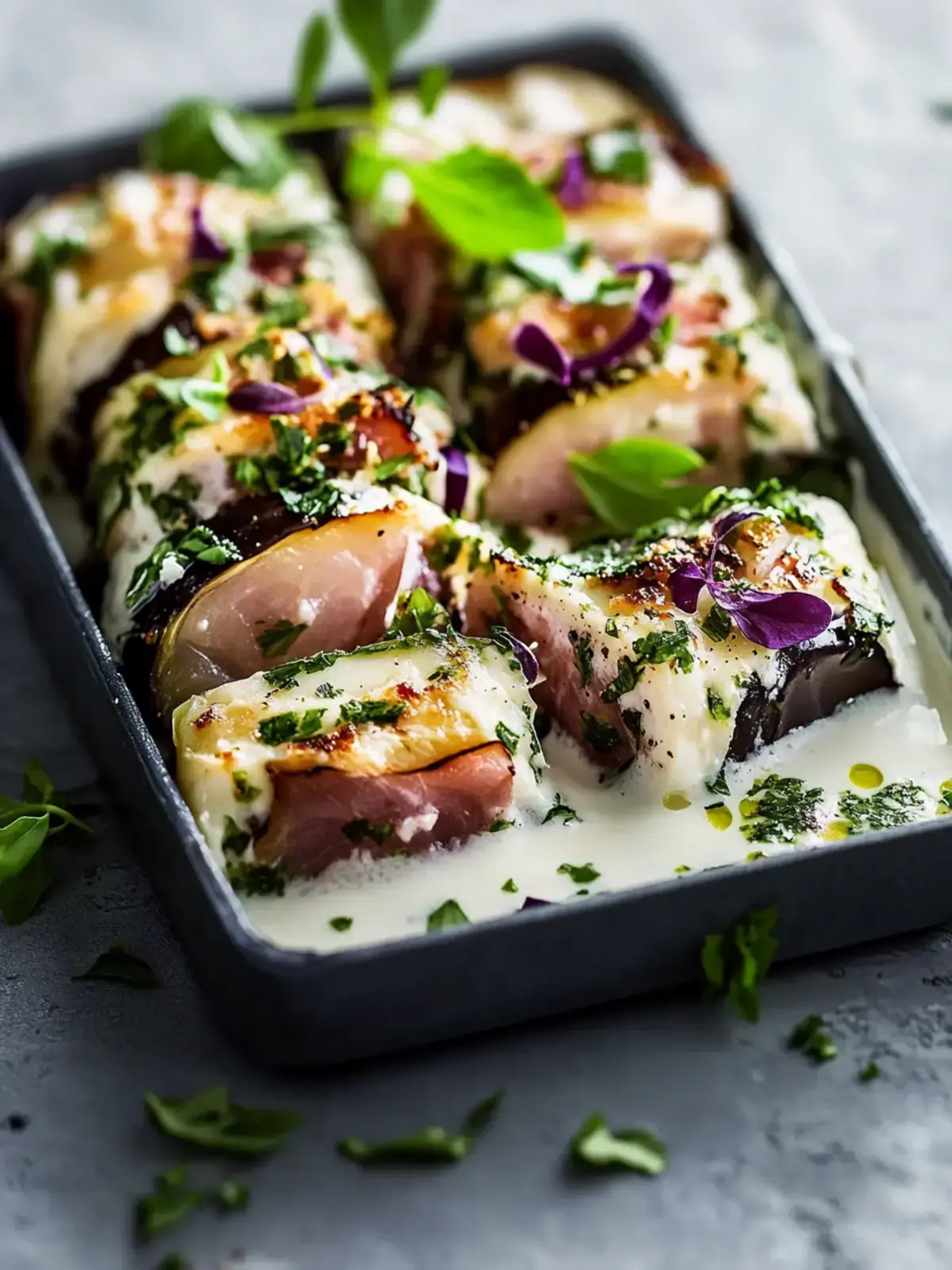 Auberginen-Rollatini mit Thunfisch und Zitronensauce