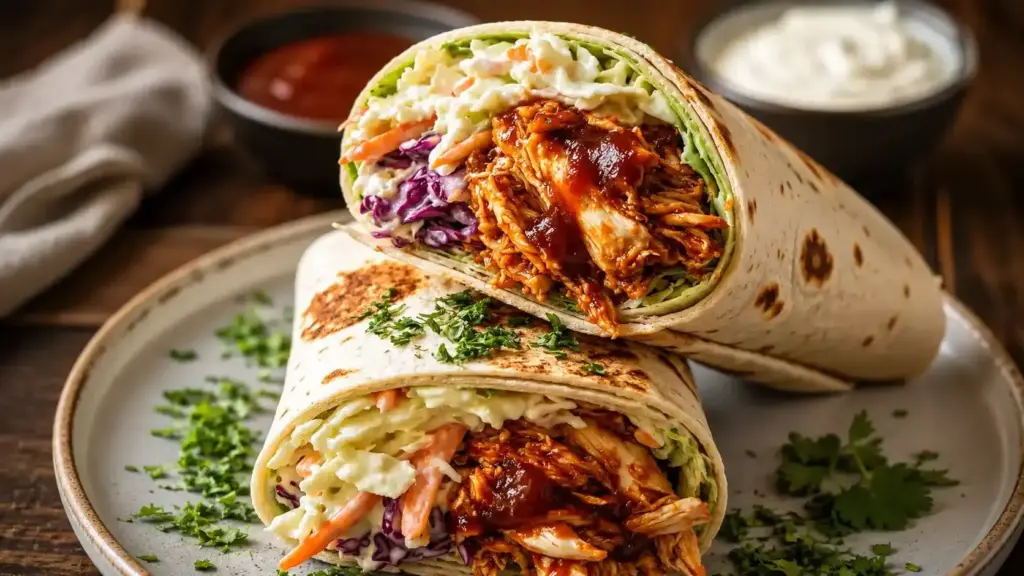 BBQ Hähnchen Coleslaw Wraps