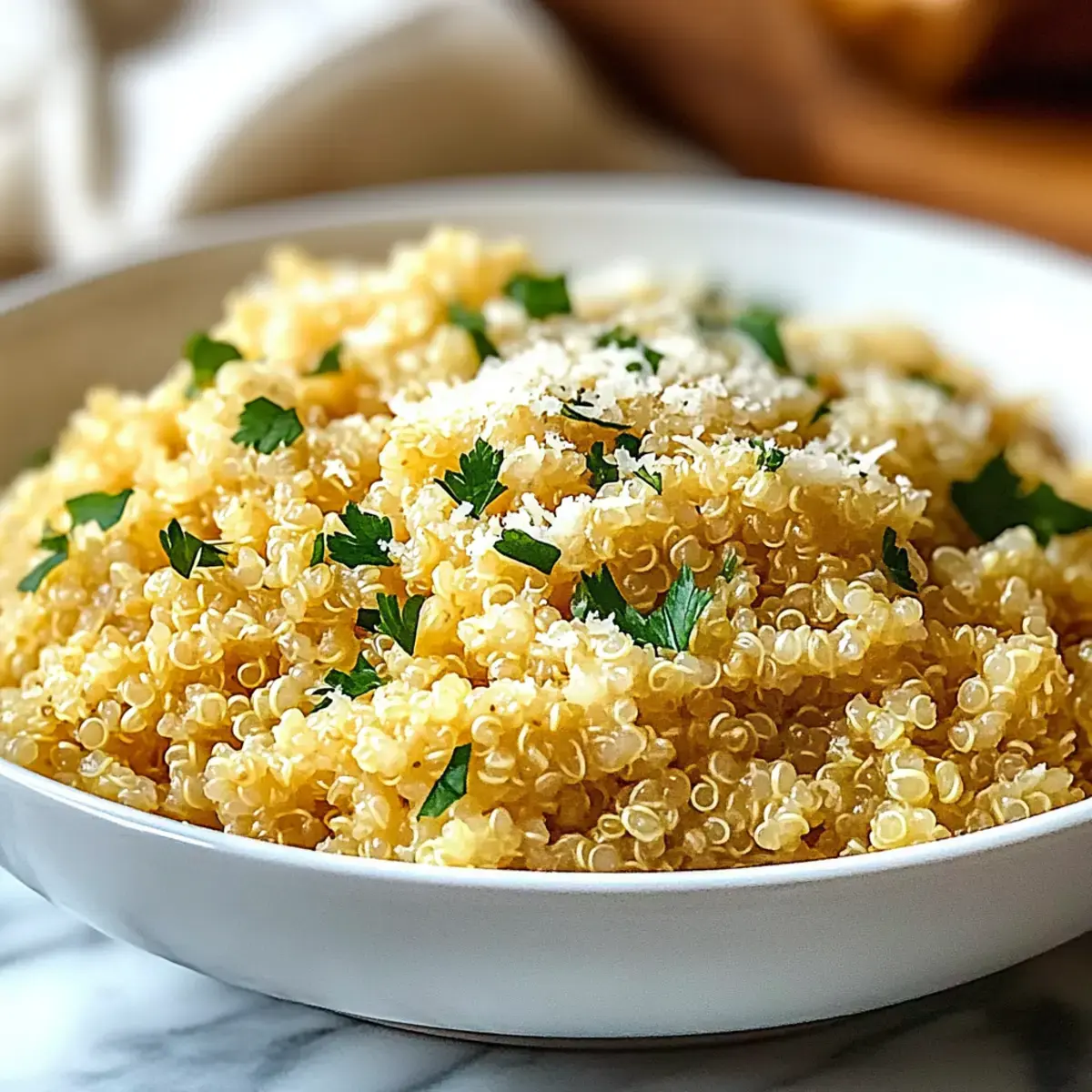 Creamy Knoblauch Parmesan Quinoa