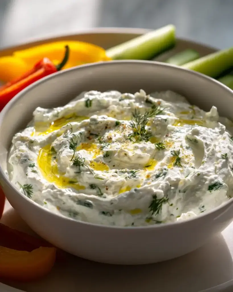 Cremiger Feta Dip mit Knoblauch Joghurt