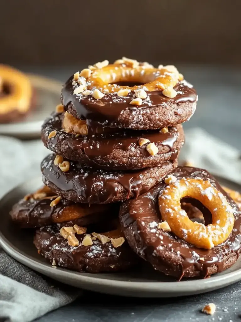 Crispy Pretzel Chocolate Cookies mit Karamell