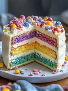 Einfache Regenbogen-Torte ohne Fondant