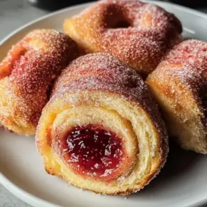 Fluffige Erdbeer-Donut-Rollen