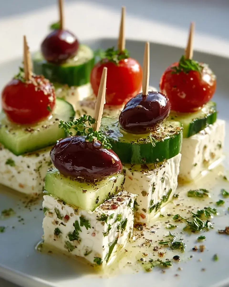 Feta Spieße mit Gurke