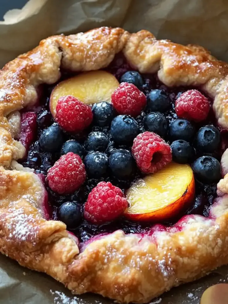 Galette mit Nektarinen Himbeeren und Blaubeeren