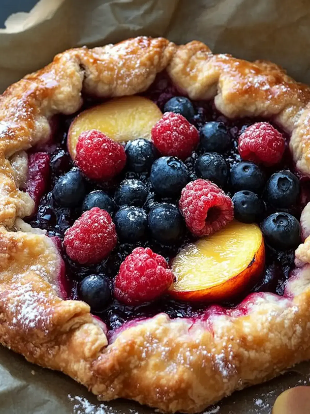 Galette mit Nektarinen Himbeeren und Blaubeeren