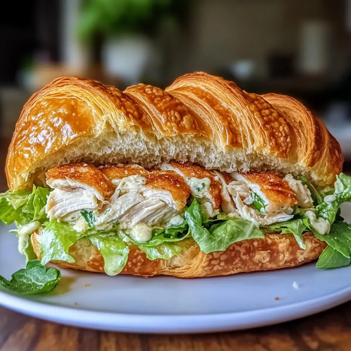 Hühnchen Caesar Croissant Sandwich