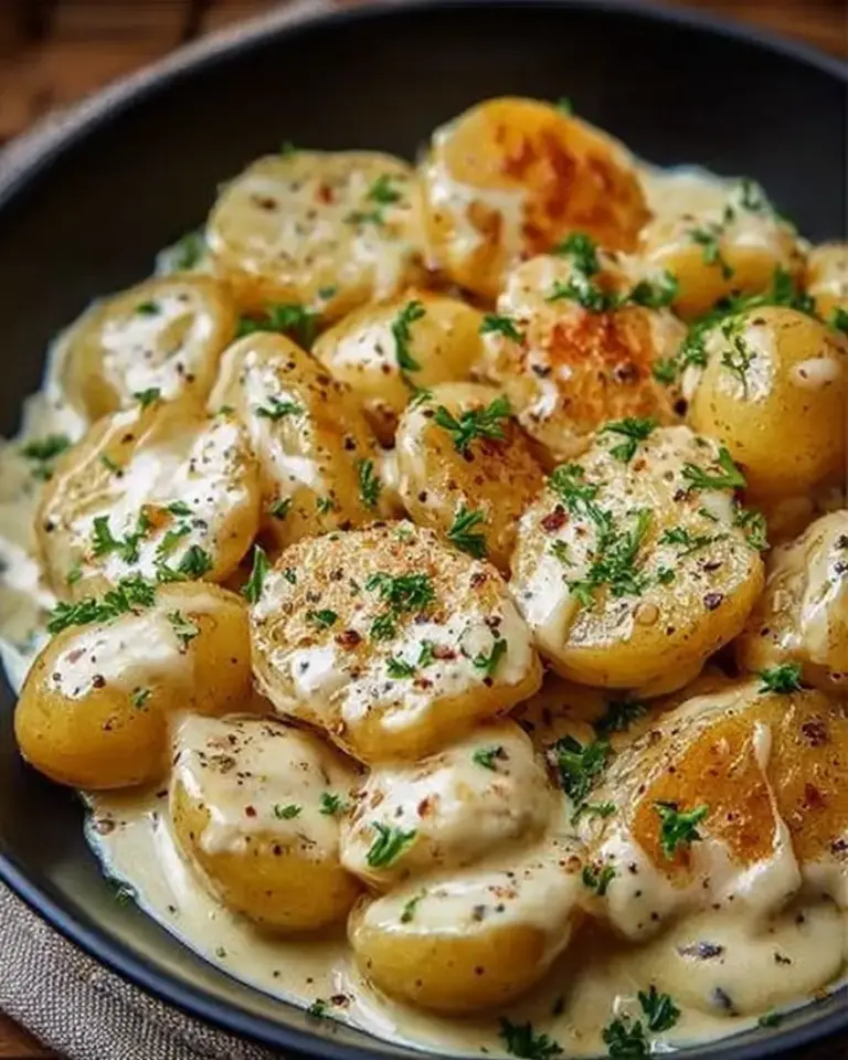 Kartoffeln mit cremiger Knoblauchsoße