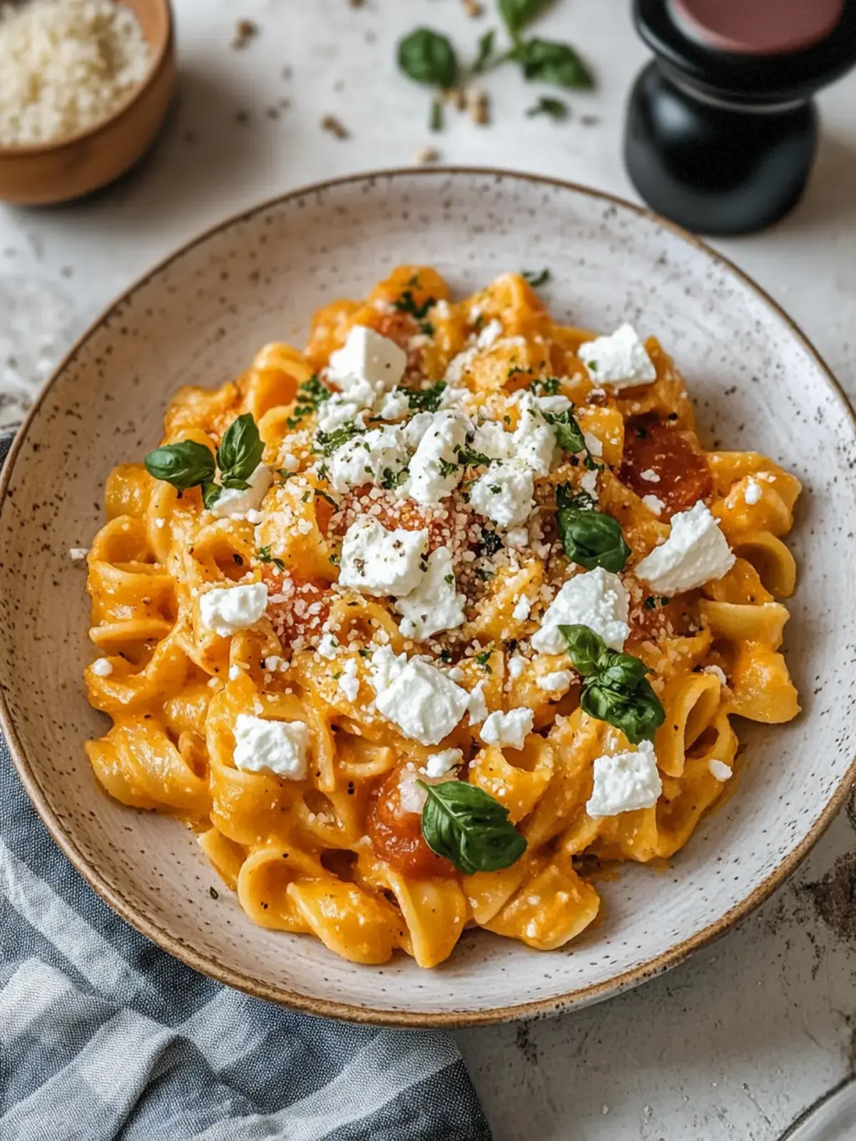 Kürbis Pasta mit Feta Hirtenkäse