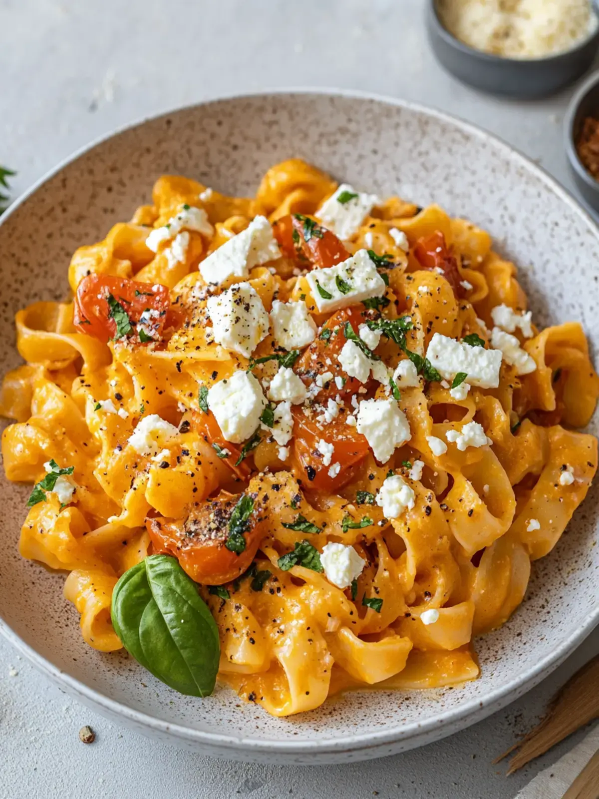 Kürbis Pasta mit Feta Hirtenkäse