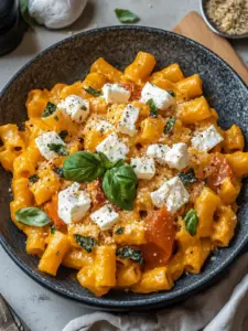 Kürbis Pasta mit Feta Hirtenkäse
