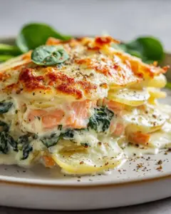 Zarter Lachs Auflauf mit Kartoffeln