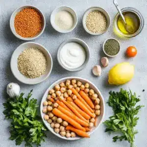 Ein-Pfanne geröstete Möhren- und Kichererbsenbowl
