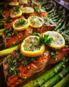 Würziger Ofen-Lachs mit grünem Spargel