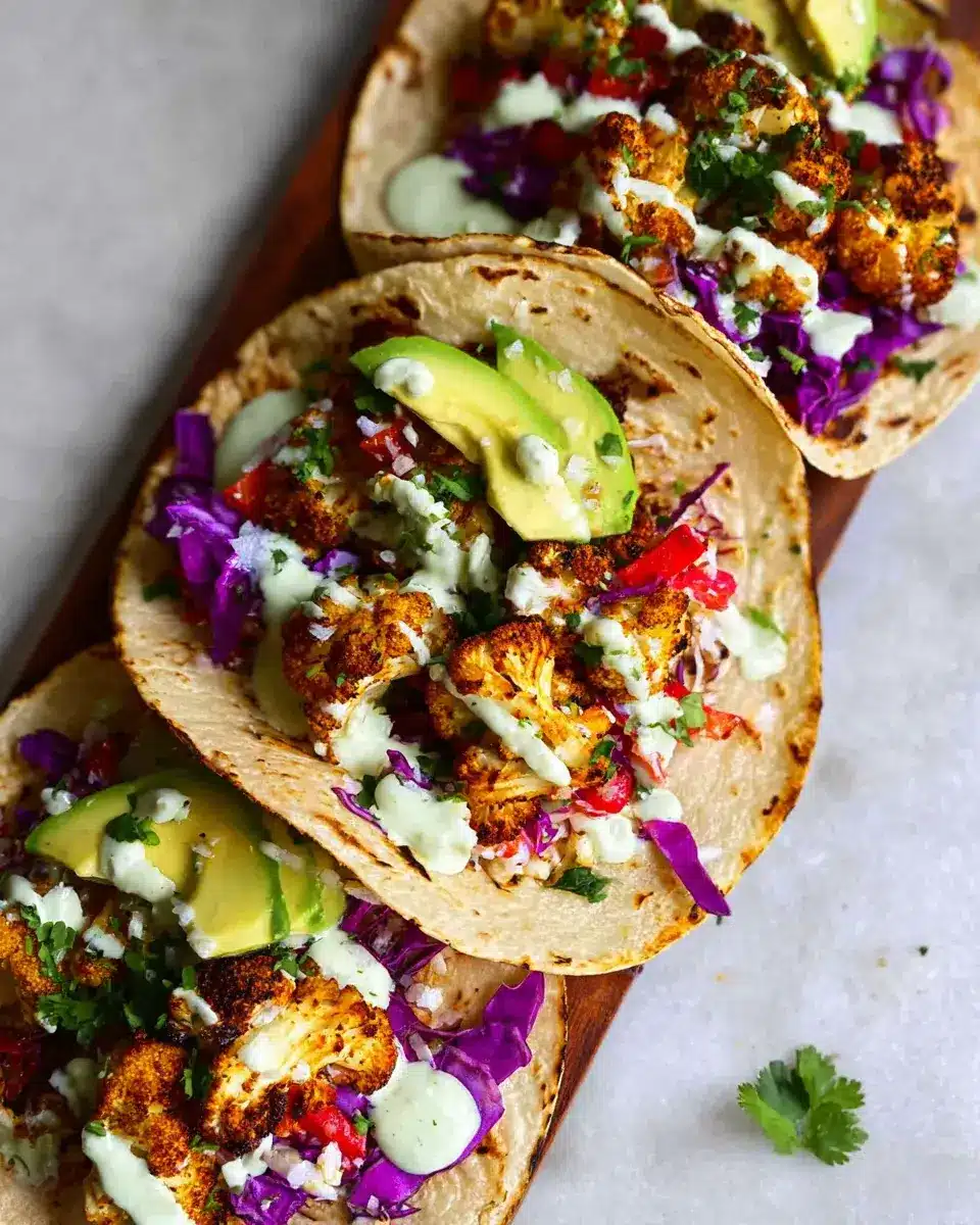Vegane geröstete Blumenkohl-Tacos