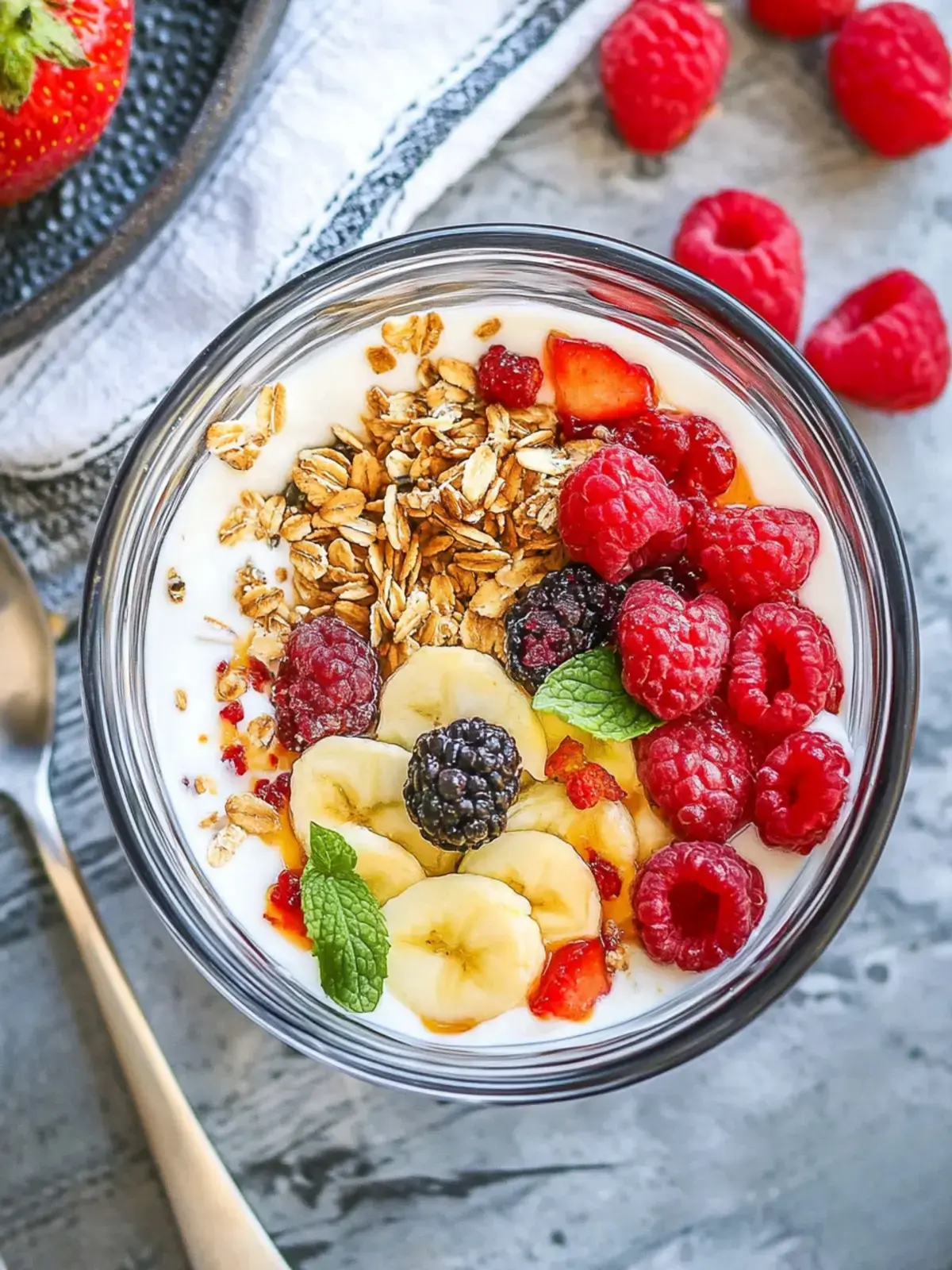 Veganer griechischer Joghurt Superfood-Schüssel