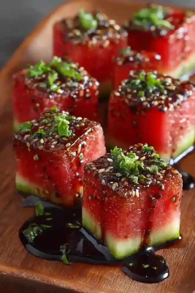 Wassermelone mit Balsamico-Glasur