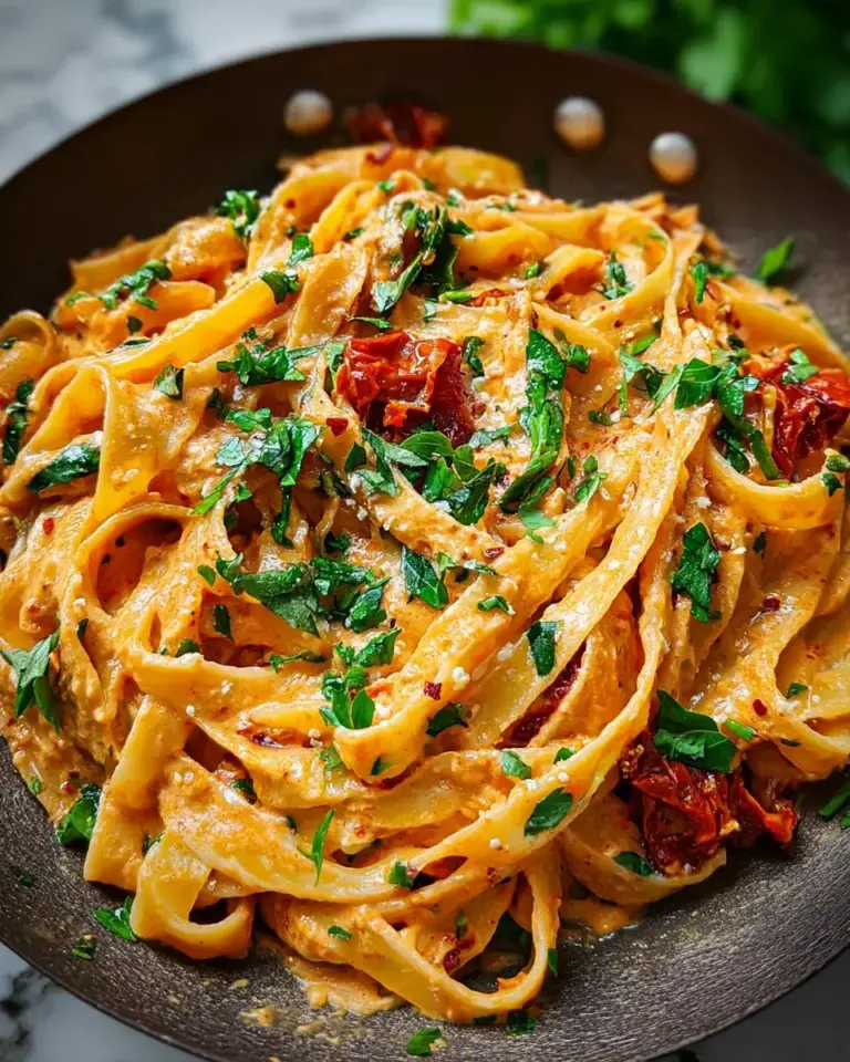 cremige vegane Pasta sonnengetrocknete Tomaten