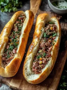 Überbackene Hackfleisch-Baguettes