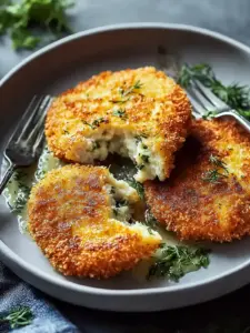 Knuspriger Airfryer Kohlrabi Schnitzel Kräuter mit Dipgenuss