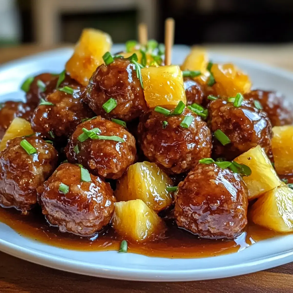 Ananas-Brauner-Zucker-Fleischbällchen-Bissen