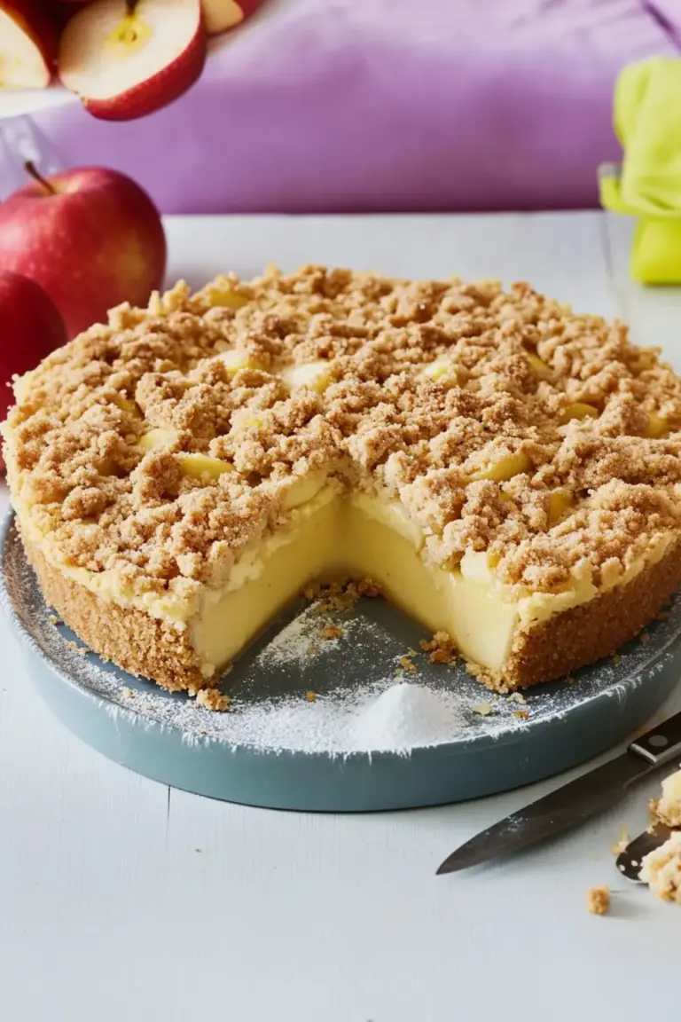 Apfelkuchen mit Vanillepudding
