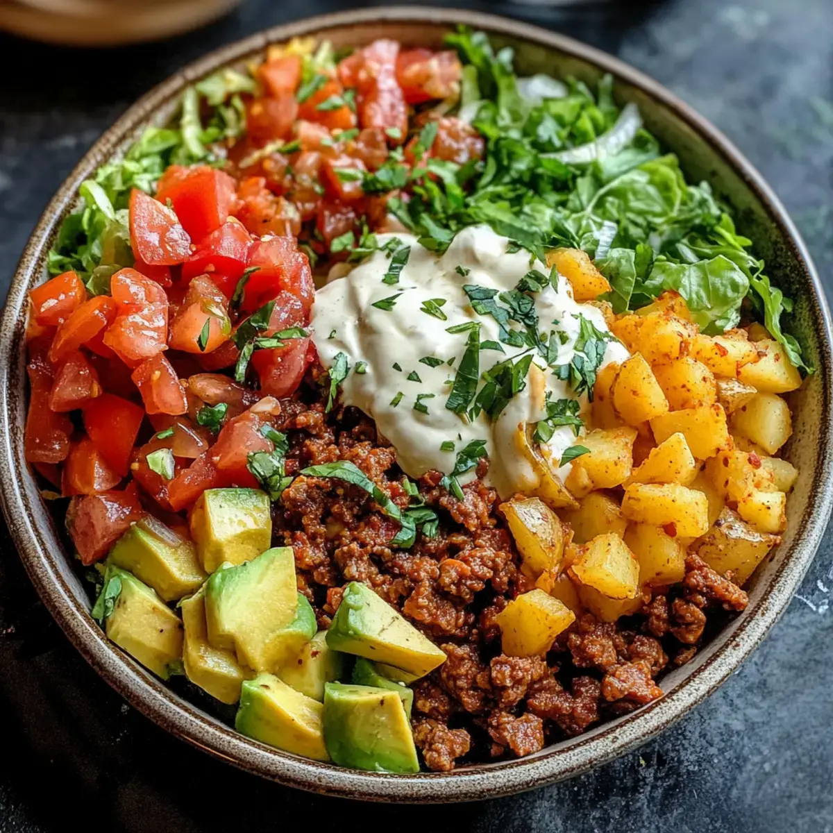 Beladene Kartoffel-Taco-Schüssel