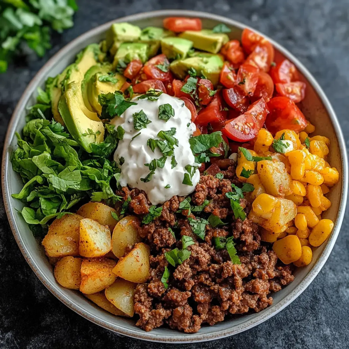 Beladene Kartoffel-Taco-Schüssel