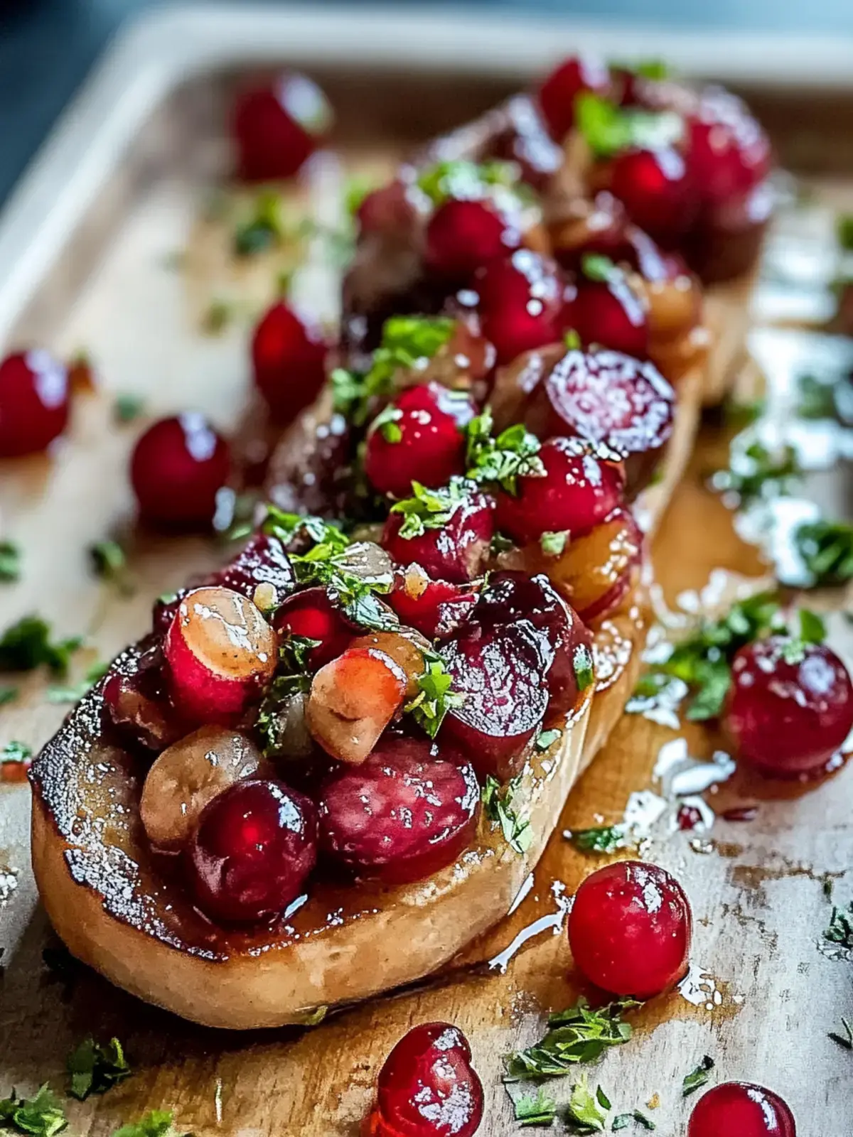 Blechpfanne geräucherter Wurst Preiselbeeren