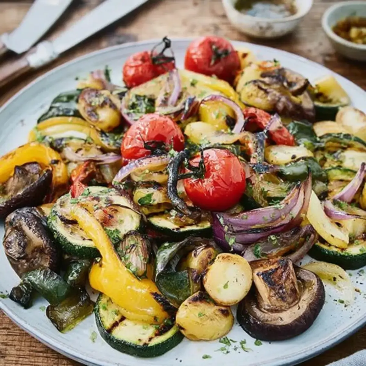 Bunter Tomatensalat auf körnigem Frischkäse