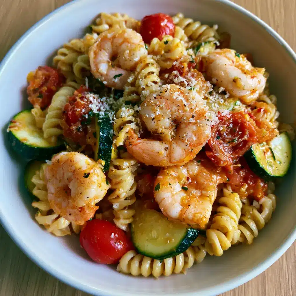 Burst Tomato Pasta mit Garnelen