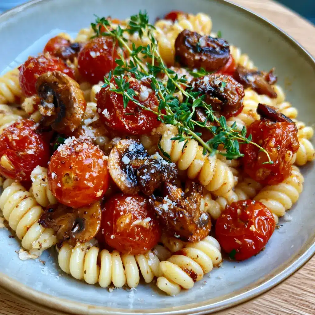 Burst Tomato Pasta mit Pilzen