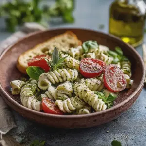 Caprese Nudelsalat mit Erdbeeren