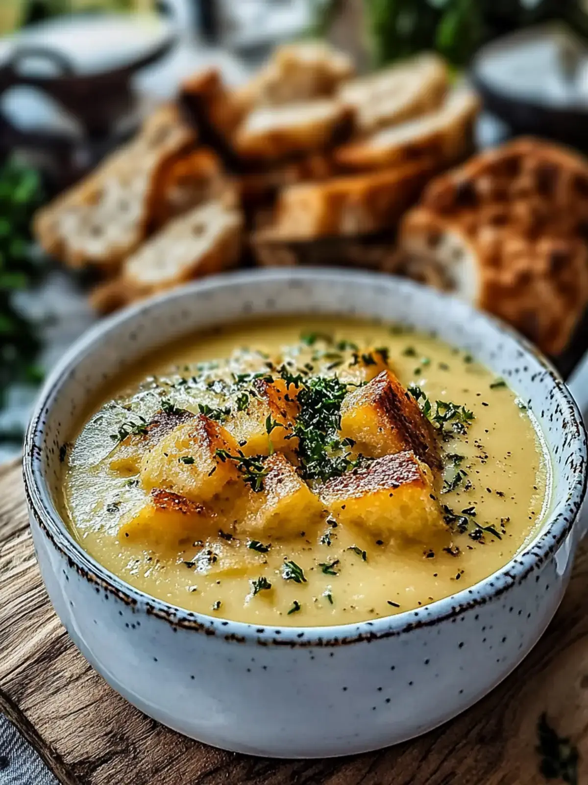 Cheddar Knoblauch Kartoffelsuppe