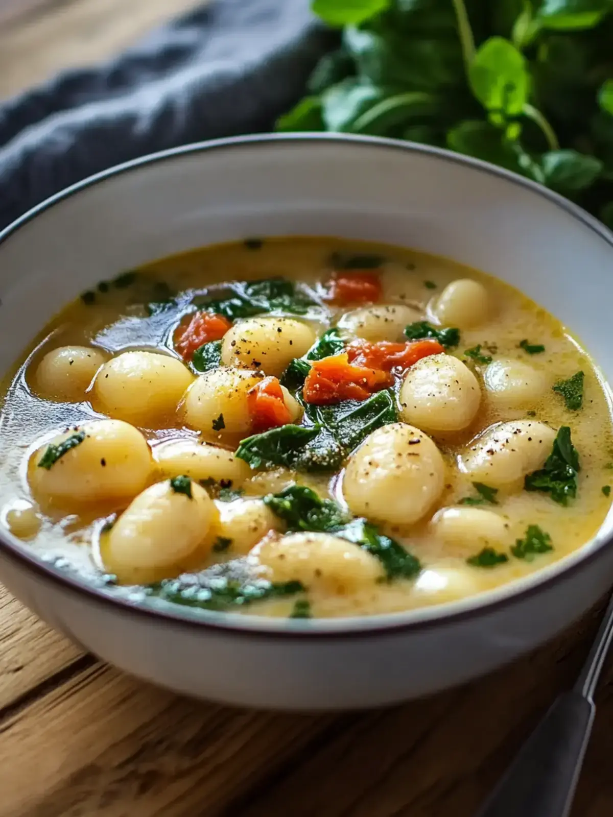 Cremige Hähnchen-Gnocchi-Suppe