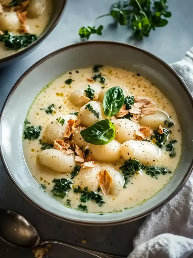 Cremige Hähnchen-Gnocchi-Suppe