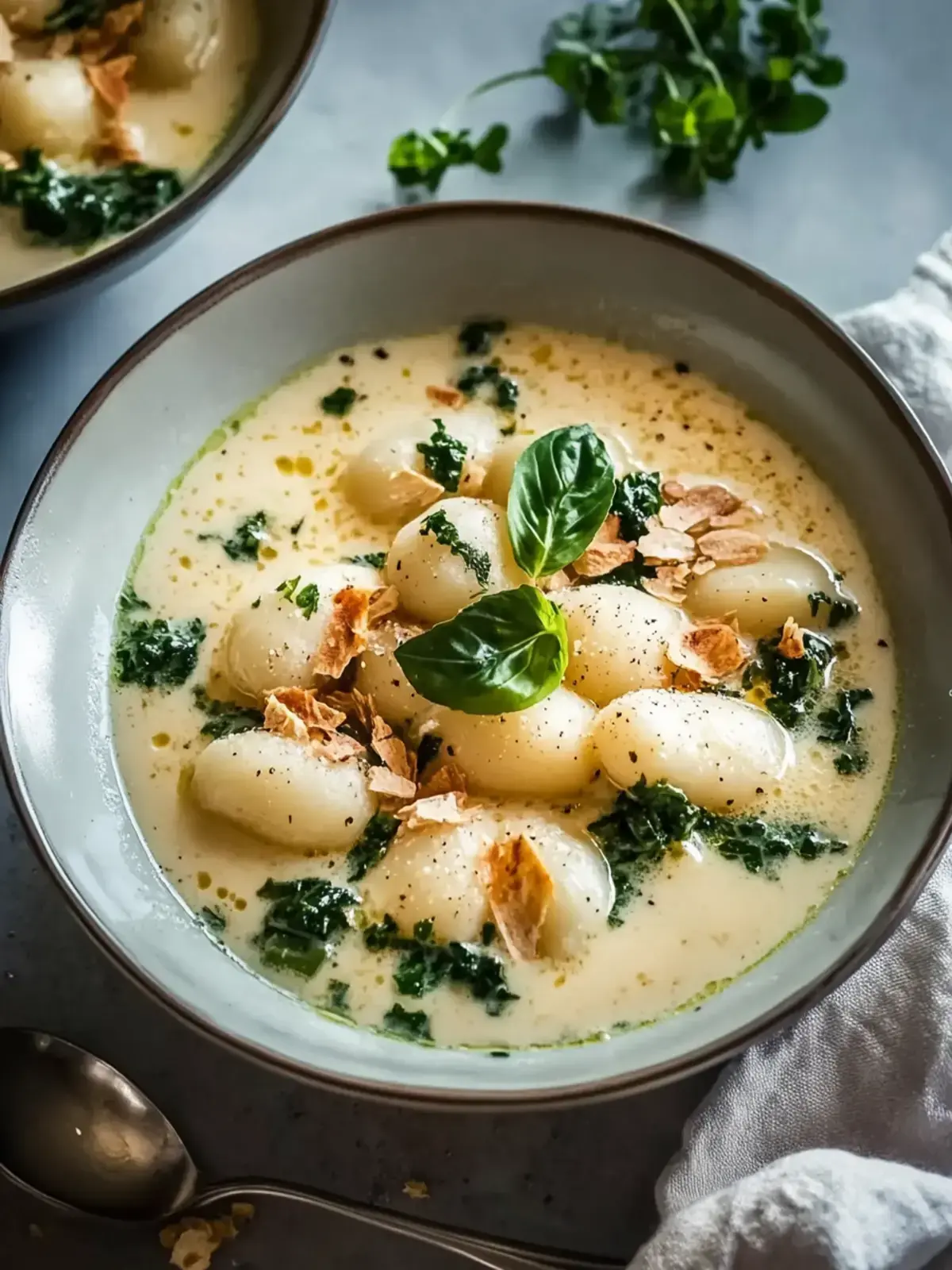 Cremige Hähnchen-Gnocchi-Suppe