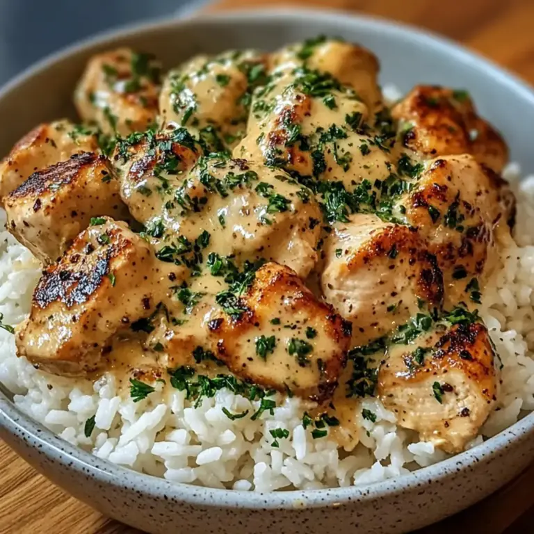 Cremige Knoblauch Hühnchen Reis Schüsseln