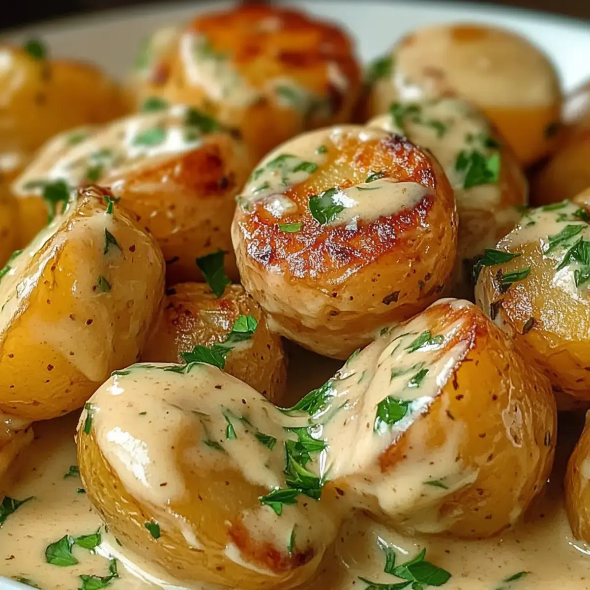 Cremige Knoblauchsauce für zarte Baby-Kartoffeln - Unwiderstehlich! 2 Cremige Knoblauchsauce Baby-Kartoffeln