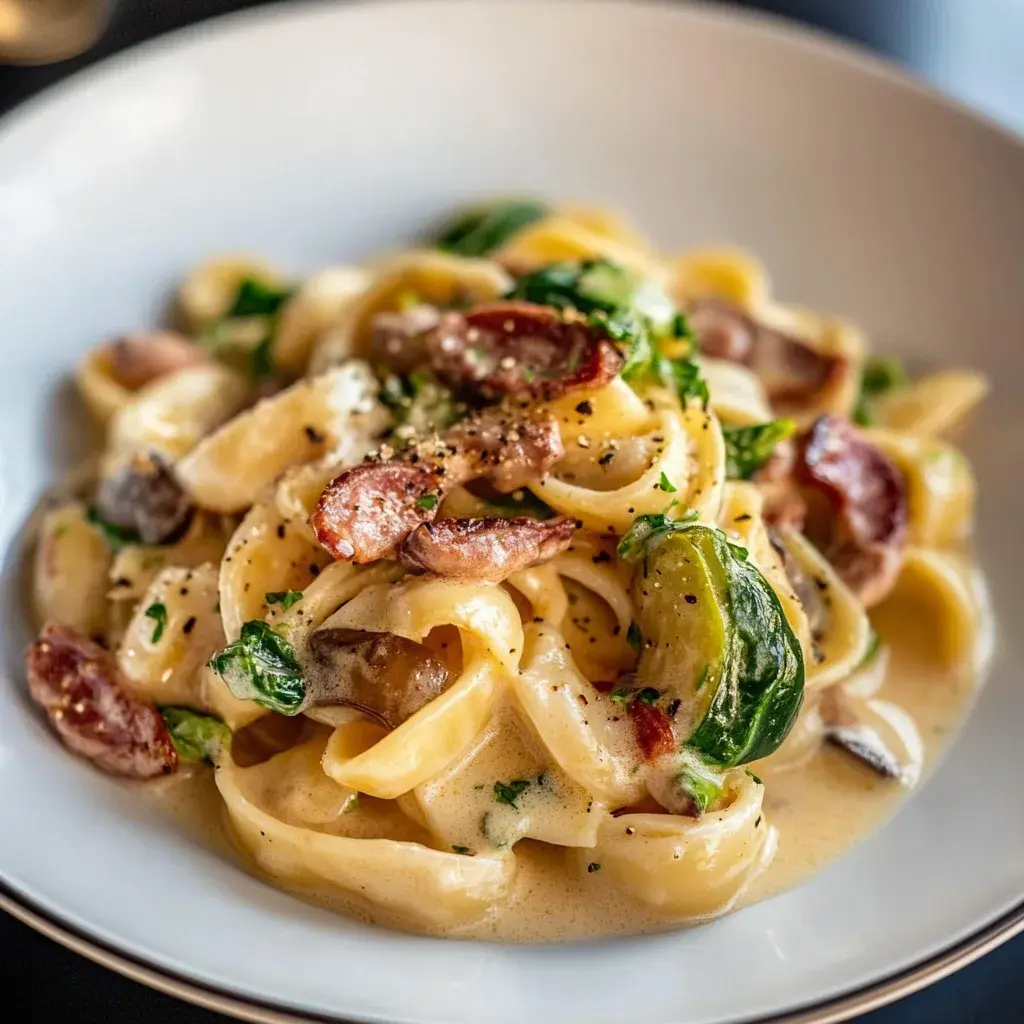 Cremige Nudelsoße mit Speck