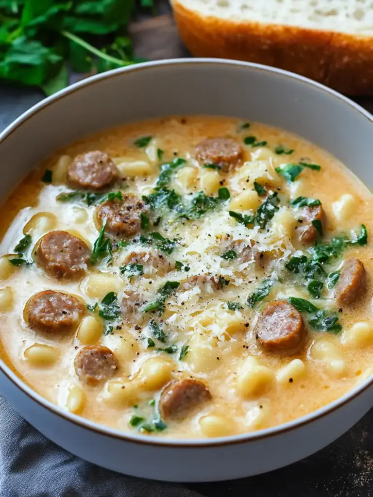 Cremige Parmesan Italienische Wurst Ditalini Suppe