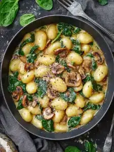 Cremige Spinat und Pilz Gnocchi