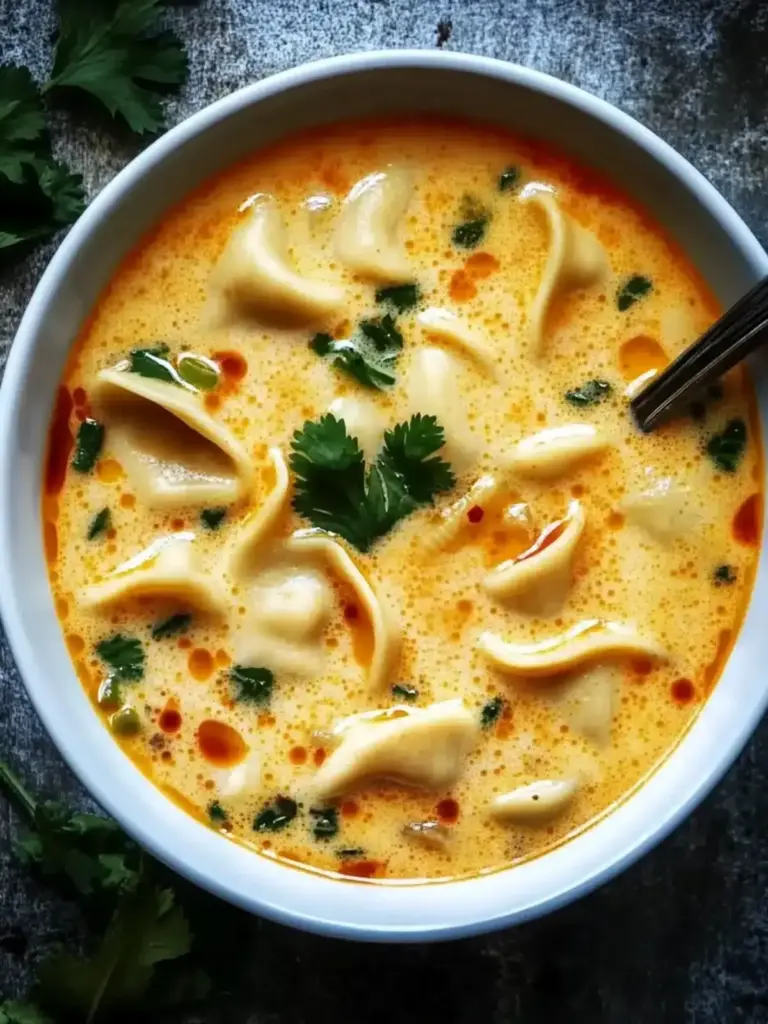 Cremige thailändische Teigtaschen-Suppe