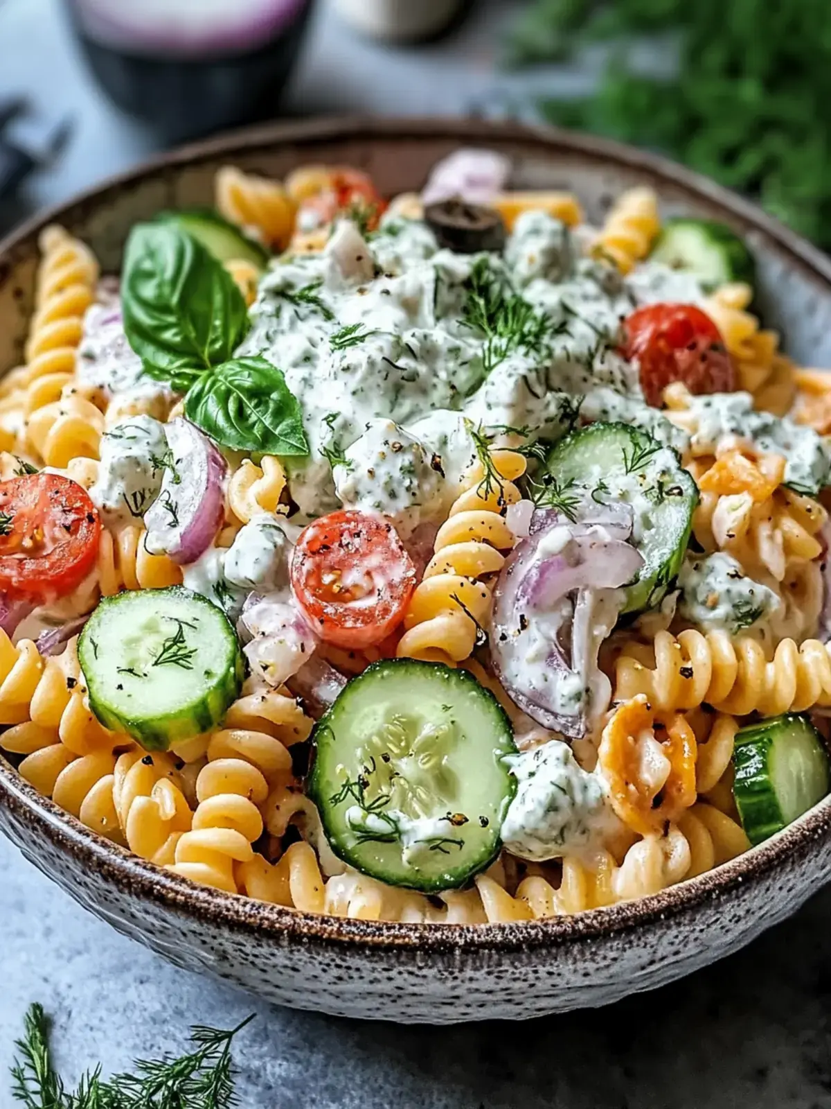 Cremiger Tzatziki-Nudelsalat
