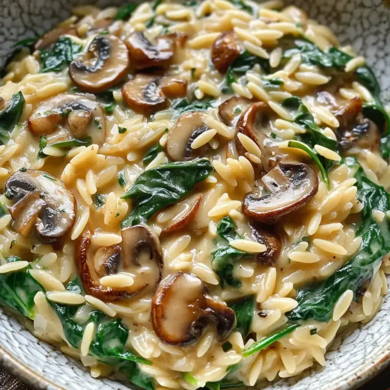 Cremiges Spinat Pilz Orzo